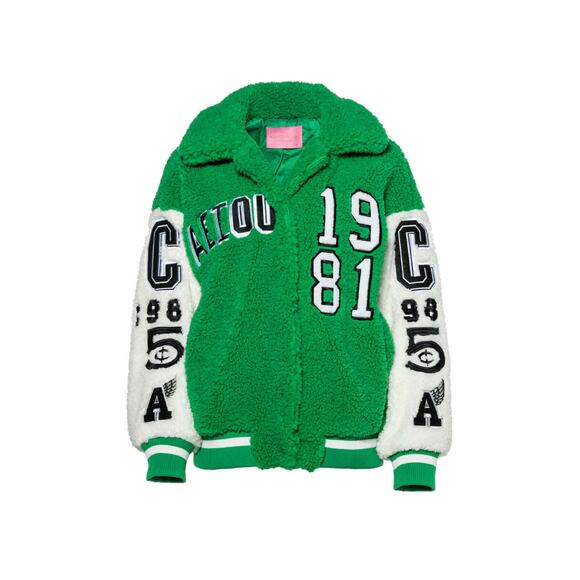 Azalea Wang Teddy Green Varsity Jacket - Picture 1 of 6